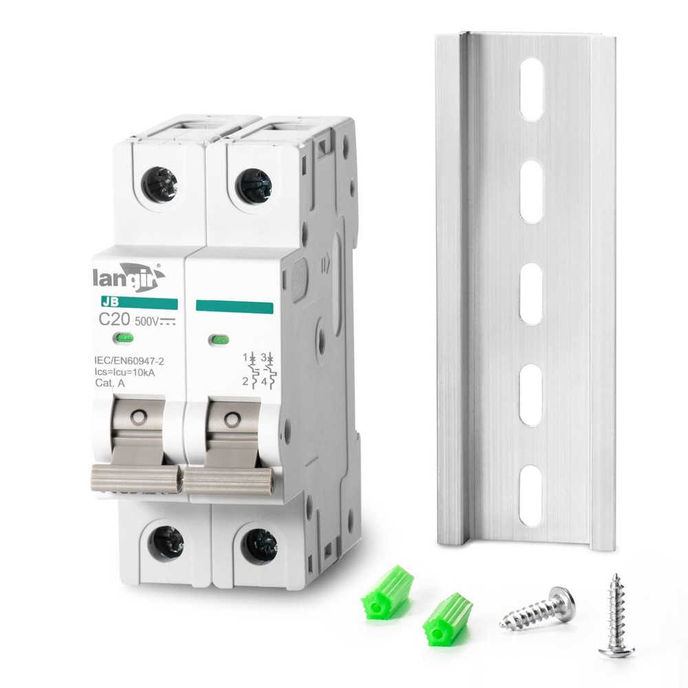 LANGIR 2P DC Circuit Breaker 20A 500V, DIN Rail Mount Solar Disconnect Switch…