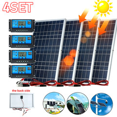 4PCS Solar Panel 12V Solar Battery Trickle Charger 100A W/ Controller Maintainer