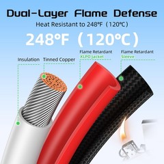 10AWG 30FT Solar Panel Extension Cable, Flame Retardant Protective Sleeving T…