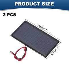 2 Pcs 5V 0.3W 60mA Mini Solar Panels with 2 Cable 68mm x 37mm