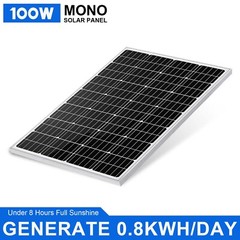 100 Watts 12 Volt Solar Panel Monocrystalline for Camping RV Marine Off-grid