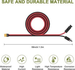 ALLPOWERS Charging Cable for Solar Panel to Power Station XT60 Port 1.5M 12AWG