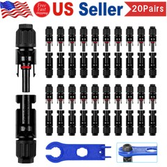 20Pairs Solar Cable Connectors 4mm-6mm 30Amp Waterproof Solar Panel Wire Joiners