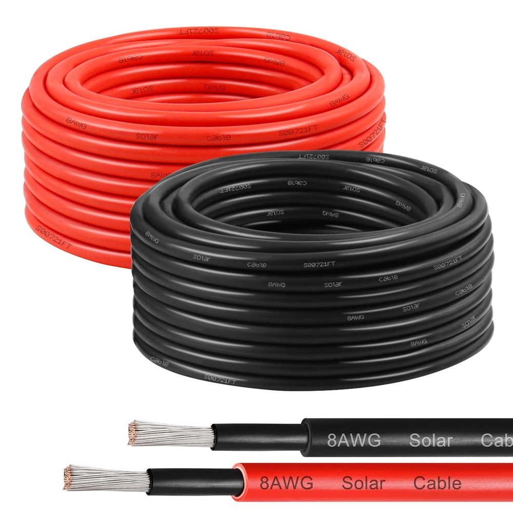 XRDS -RF 8AWG Solar Panel Wire 10mm², 2 Pack 30FT Red and Black Solar Extensi…