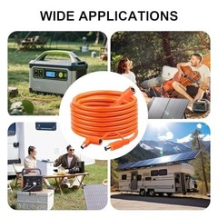 30FT 14AWG Solar Panel Extension Cable, DC7909 & DC8020 Adapter for Power Statio