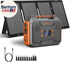 Portable Solar Generator, 300W Portable Power Station with Foldable 60W Solar Pa