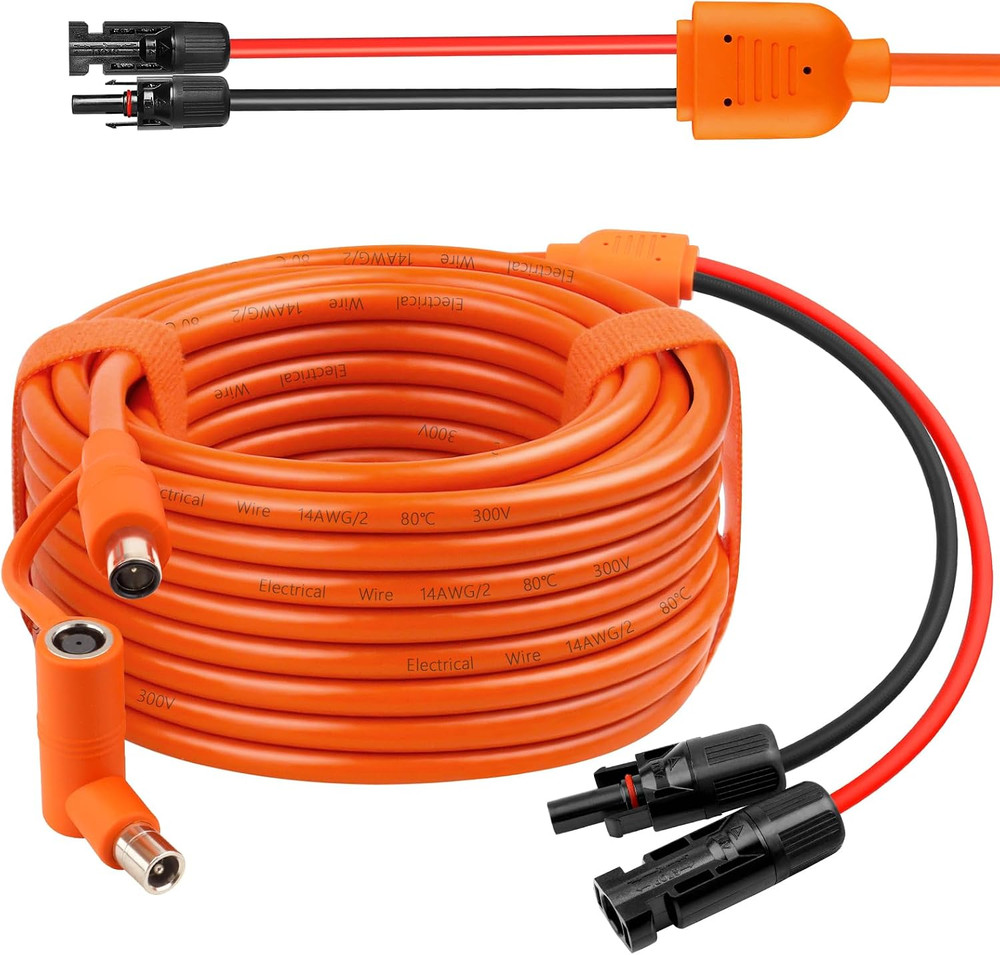 Solar to DC 8Mm Charge Extension Cable 30FT,12AWG+14AWG Solar Cable with Solar