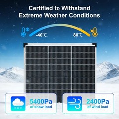 50W Monocrystalline Solar Panel 18V N-Type 16BB, High Efficiency for RV, Marine,