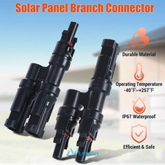 1 Pair T Branch Connectors Solar Panel Connector MMF+FFM for Parallel Connection