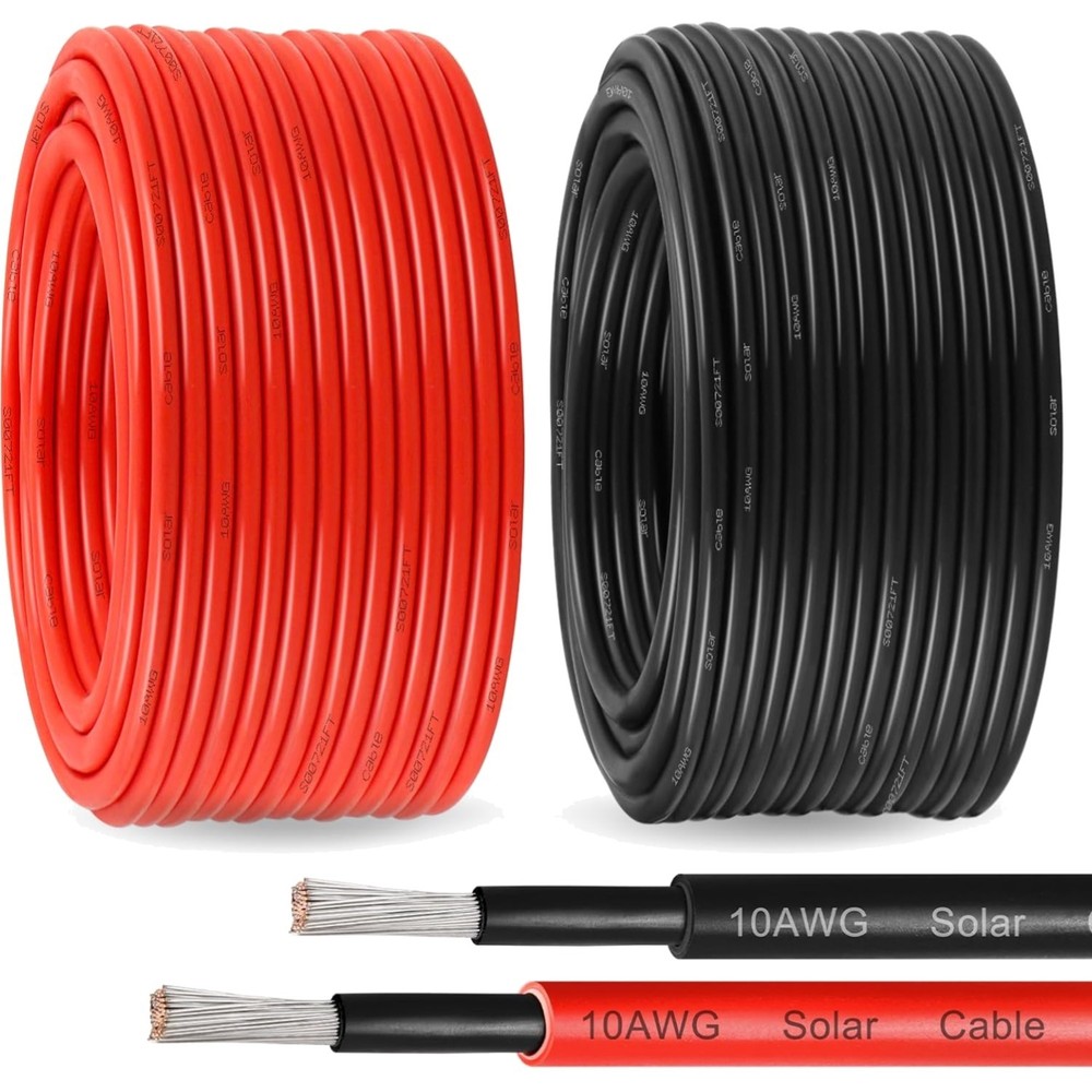 10 Awg Solar Panel Wire 100Ft Black 100Ft Red Tinned Copper Pv Cable