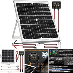 20w 12v Solar Panel Kit Waterproof Battery Charger Smart Mppt Controller