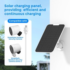 4W Solar Panel Compatible with SimpliSafe Outdoor Security Camera and Series …