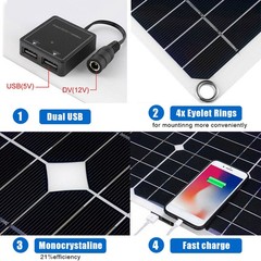 100W Solar Panel Kit 12V 100A Controller Battery Charger RV Boat Car Marine Mono