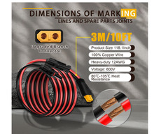 MC4 to XT60 Solar Panel Cable 12AWG 10FT Extension Adapter Power Station