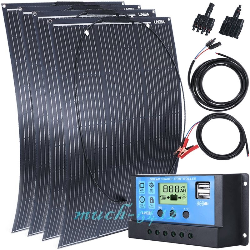 100W 200W 400W 12V Portable Flexible Solar Panel Kit RV Off-Grid Camping Rooftop