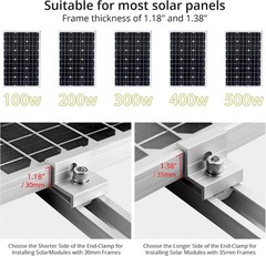Solar Panel Bracket Kit, 6 Pcs 7.87 in Aluminium Solar Panel Mounting Rail 30Mm/