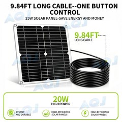 Solar Powered Dual Exhaust Fan Kit IP57 Waterproof Ventilation System for Coop