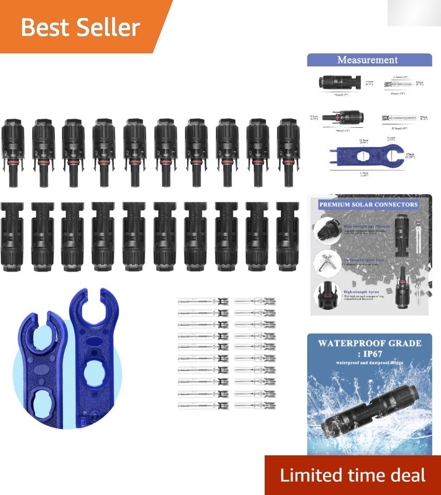 Complete 22 PCS Solar Panel Connector Kit with 10AWG Compatibility & Accessories