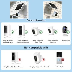 6W Solar Panel for Ring Camera, Solar Charger White – 1Pc (Ring Style)