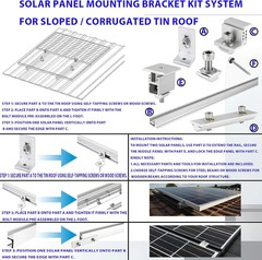 Solar Panel Mounting Rail Kit for 5 x 320W Panels, Includes 8 x 47.2 Aluminum Ra