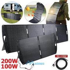 100W 200W Foldable Solar Panel Charger DC, USB-A & Type-C 23.5% High Efficiency