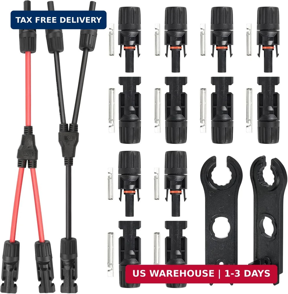 MC4 Solar Panel Connectors, 6 Pairs Male/Female Solar Panel Cable Connectors, 2