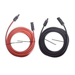 25 Feet 1 Pair 10AWG Black + Red Solar Panel Extension Cable Wire Connector