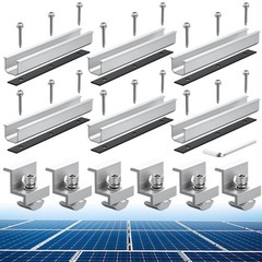 Solar Panel Mounting Bracket Kit – 6 Pcs Aluminium Clamps for Metal & Flat Roofs