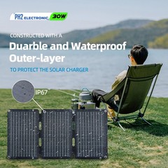 30w Portable Foldable Solar Panel Kit (18V,9″L x 13″W,1.5lb),Solar Controller