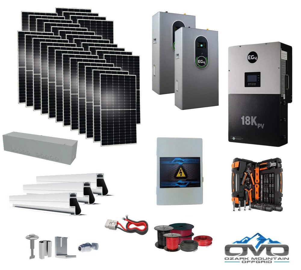 15KW Complete Offgrid Solar Kit + EG4 18kPV + 2x 14.3KW 48V EG4 Lithium Indoor W