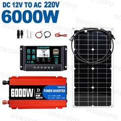 SOECOPO 6000W Solar System Kit Flexible Panel 100A Controller, 12V DC to 110V
