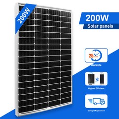 200W Mono Solar Panel 12V Charging Off-Grid Battery Power RV Home Boat Camping