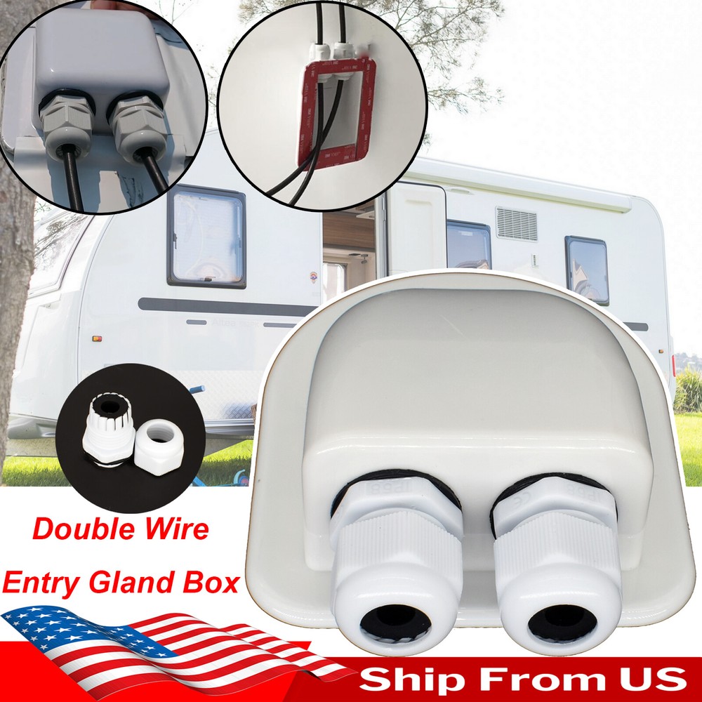 Double Wire Cable Entry Gland Box Caravan RV Boat Roof Solar Panel Junction Box