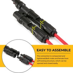 PV Connector Pair Y Branch 2-to-1 IP67 FMM+MFF For Solar Panel Parallel Link Kit