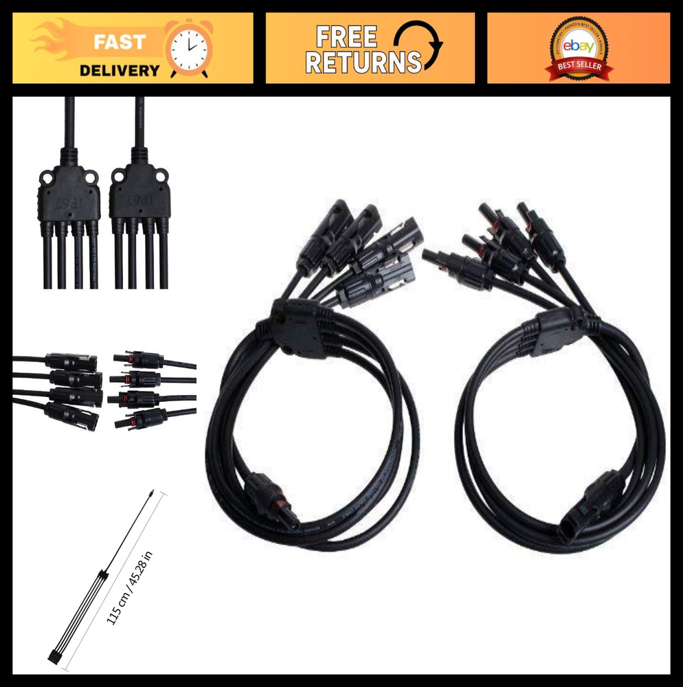 Y Solar Panel Adapter Cable Branch Connector – Male & Female Pair for Easy Setup