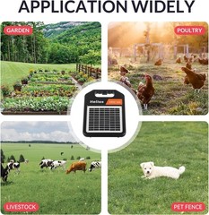 10 Miles Solar Electric Fence Charger with Day/Night Mode, 0.11J Portable Solar