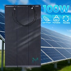 12V 100W 200W Flexible Solar Panel Portable for Camping/Home/Car Battery/Rooftop