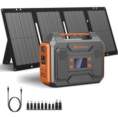 Portable Solar Generator, 300W Portable Power Station with Foldable 60W Solar…