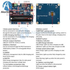 Power Manager Module for 6V~24V Solar Panel Support MPPT USB Battery Charging