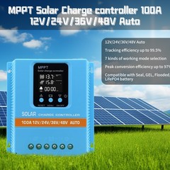 60A/100A 12V/24V/36V/48V MPPT Solar Panel PV Regulator Charge Controller LCD USB