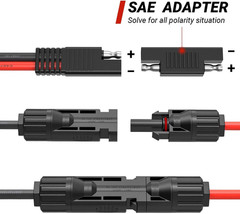 Solar Panel to SAE Adapter with MC4 Connector Extension Cable 10AWG for Easy Con