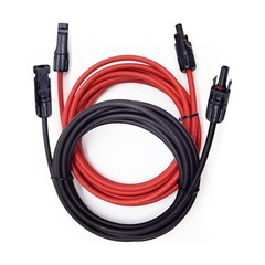 1 Pair Black & Red 10 AWG Solar Panel Kit Extension Cable Wire Connectors 6mm²