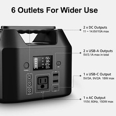 Portable Power Station 150W LiFePO4 Battery Bank Camping AC DC Solar Generator