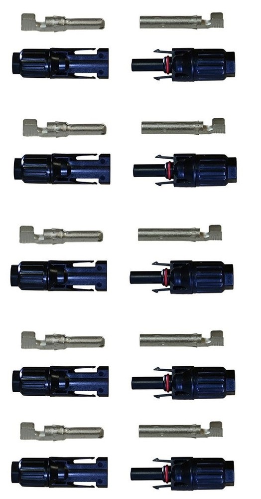 5x MC4 Connector Pairs for Solar Panel Housing and Contact