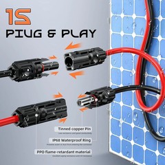 10FT 12AWG Solar to XT60i, Gibbab 3 6 10 16 20 25FT Solar Panel Connector to XT6