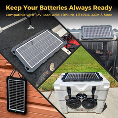 10W 12V Waterproof Solar Battery Charger Kit for Car, RV, Boat & Motorcycle