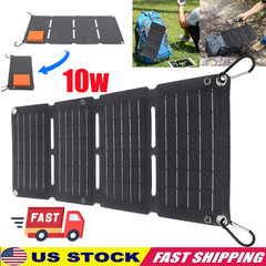 10W Foldable Solar Panel Charger USB 5V Power Bank Waterproof for Camping Hiking