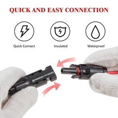 20ft Black Red 12AWG Solar Panel Extension Cable Solar Panels Wire Connectors