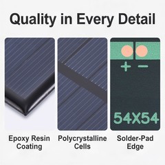 5Pcs 2V 0.26W 130mA Mini Polycrystalline Solar Panel 2.1×2.1″/54x54mm