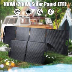 100W 200W Portable Foldable Mono Solar Panel Modules for Outdoor Camping – Black